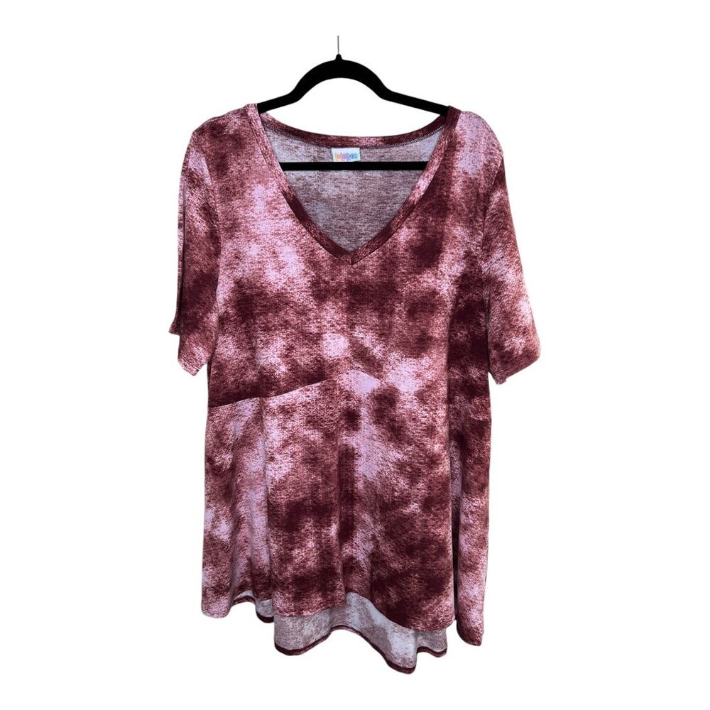 Lularoe Jana Empire Waist Swing Top Pink & White Tie Dye Size XL